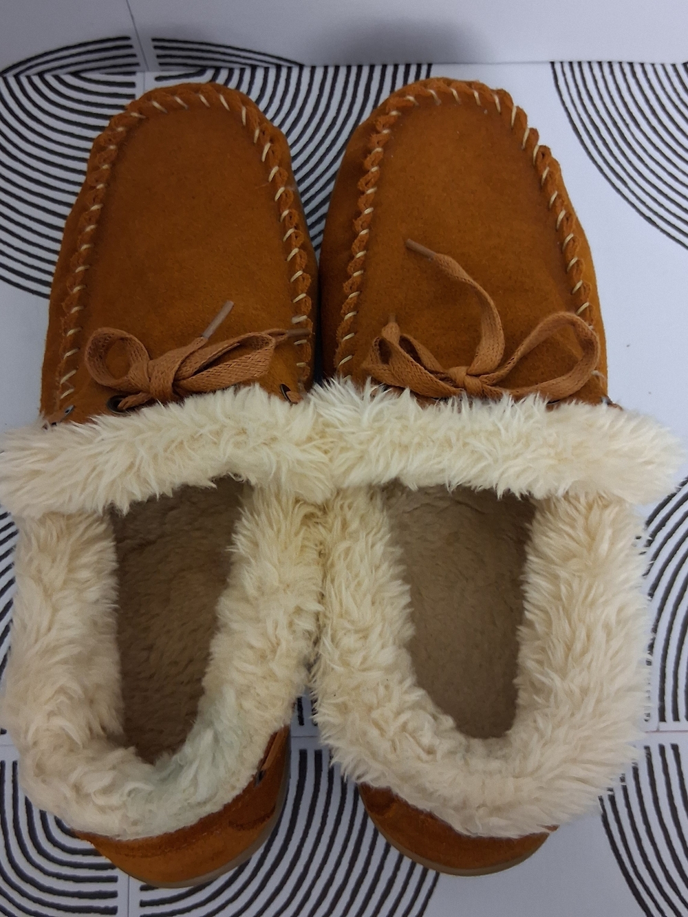 Orthofeet Womens 10 Wide Brown Faux Fur Lined Comfort Slip On Moccasin Slippers - Picture 6 of 13